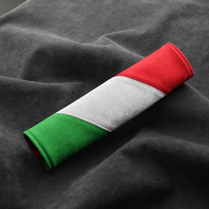 Alcantara Luxe International Flag Seat Belt Covers