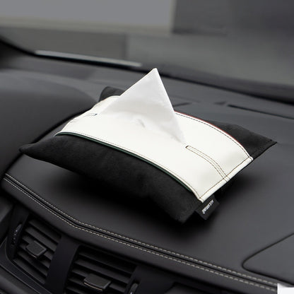 Alcantara Hanging Car Tissue Box – Hangs from Headrest or Visor (Italian Edition)