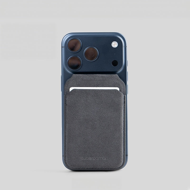 Alcantara MagSafe Card Holder for iPhone – Magnetic Wallet & Phone Stand