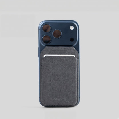 Alcantara MagSafe Card Holder for iPhone – Magnetic Wallet & Phone Stand