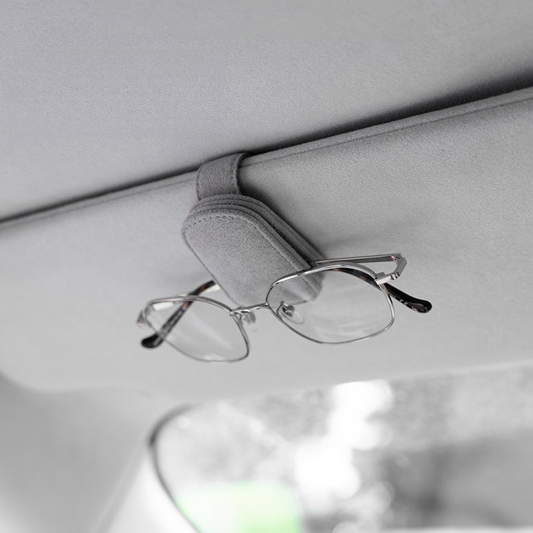 Alcantara Car Visor Glasses Holder – Sunglasses Clip & Card Slot