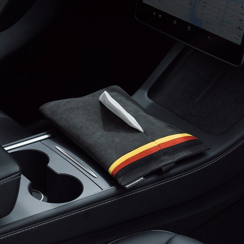 Alcantara Car Tissue Holder – Hangs from Headrest or Visor (German Edition)