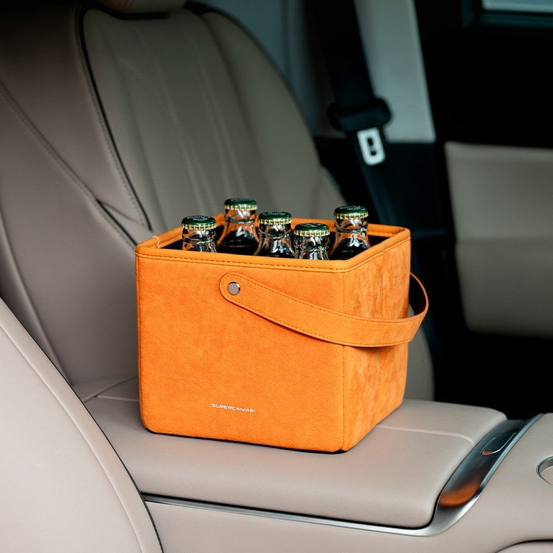 Alcantara Foldable Car Storage Box – Multifunction Organizer Basket