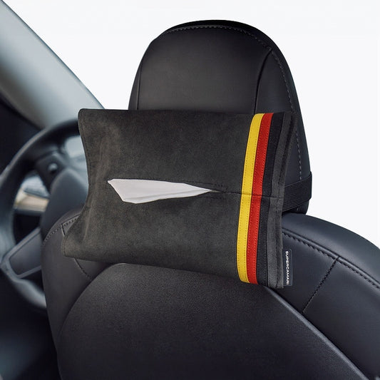 Alcantara Car Tissue Holder – Hangs from Headrest or Visor (German Edition)