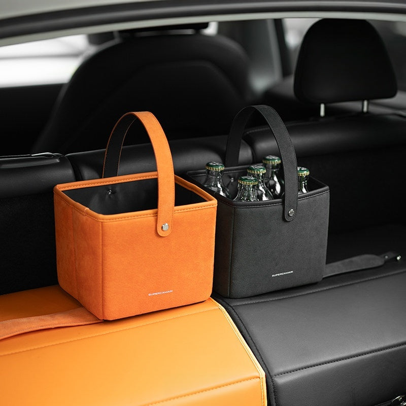 Alcantara Foldable Car Storage Box – Multifunction Organizer Basket