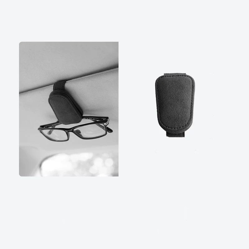Alcantara Car Visor Glasses Holder – Sunglasses Clip & Card Slot 7